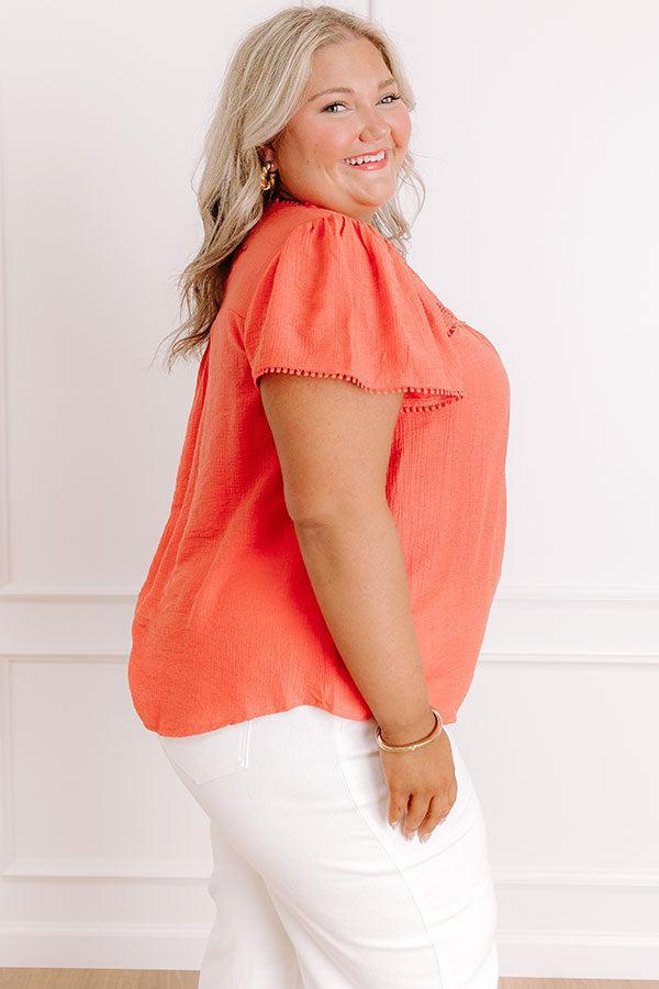 Easy Going Lace Top in Coral Curves Product Image