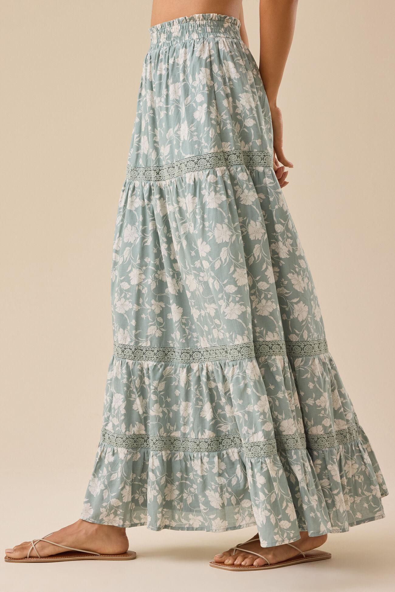 Kait Lace Tiered Midi Skirt Product Image