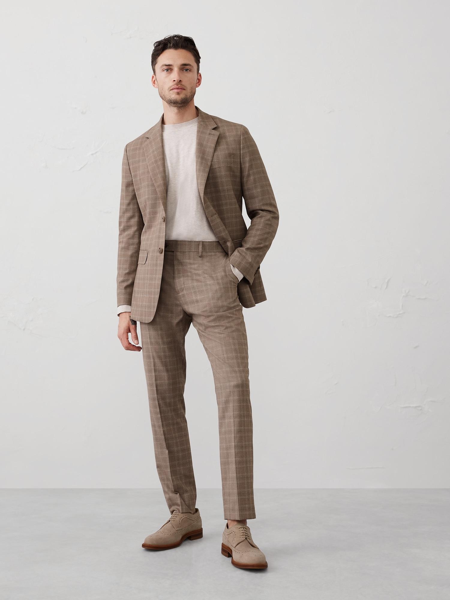 Tailored-Fit Taupe Glen Plaid Suit Trouser Product Image