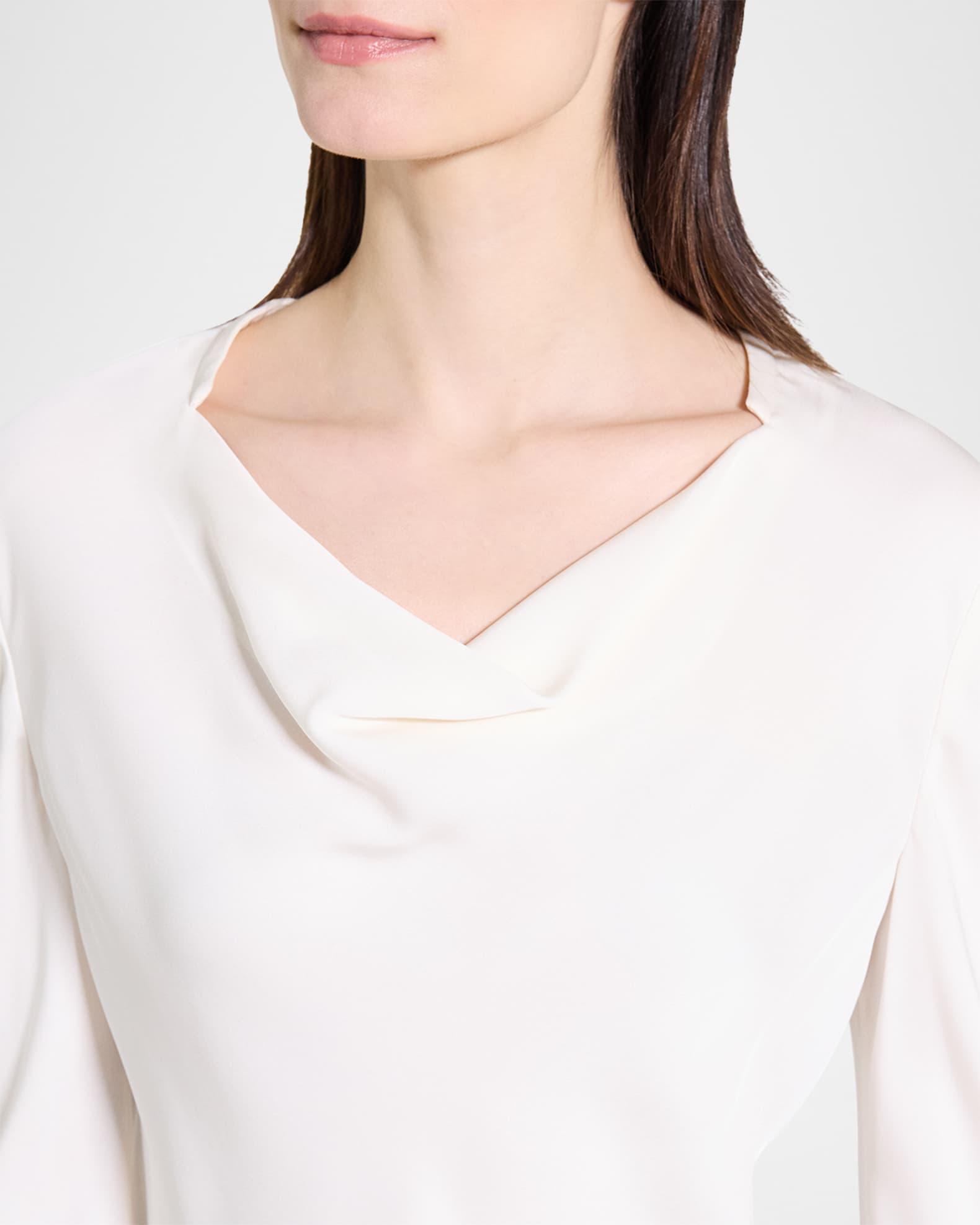 Draped Long-Sleeve Silk Blouse Product Image