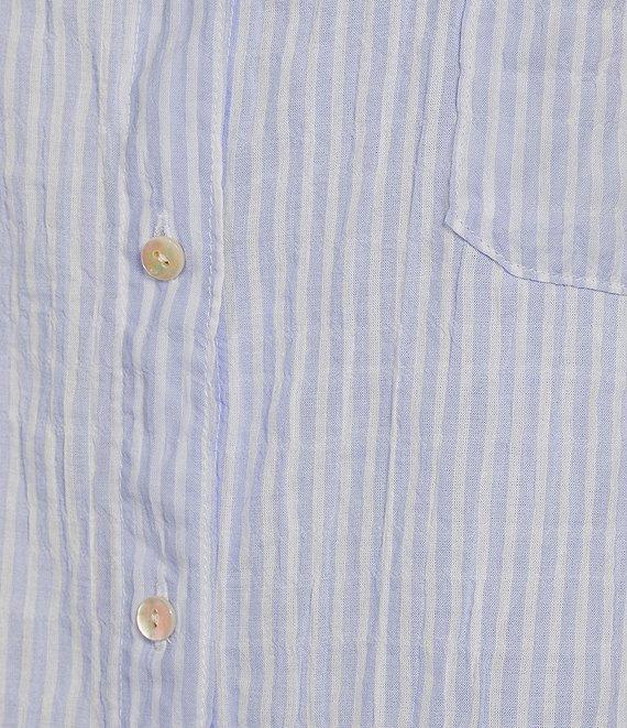 Lilly Pulitzer Sea View Collar Stripe Print Long Sleeve Button Down Shirt Product Image