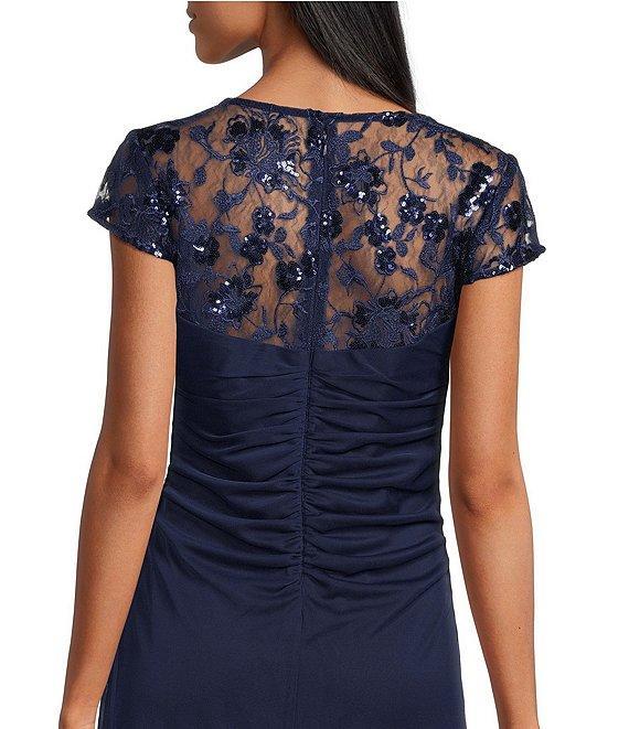 Alex Evenings Short Sleeve Illusion Sweetheart Neck Cascading Ruffle Dress Product Image