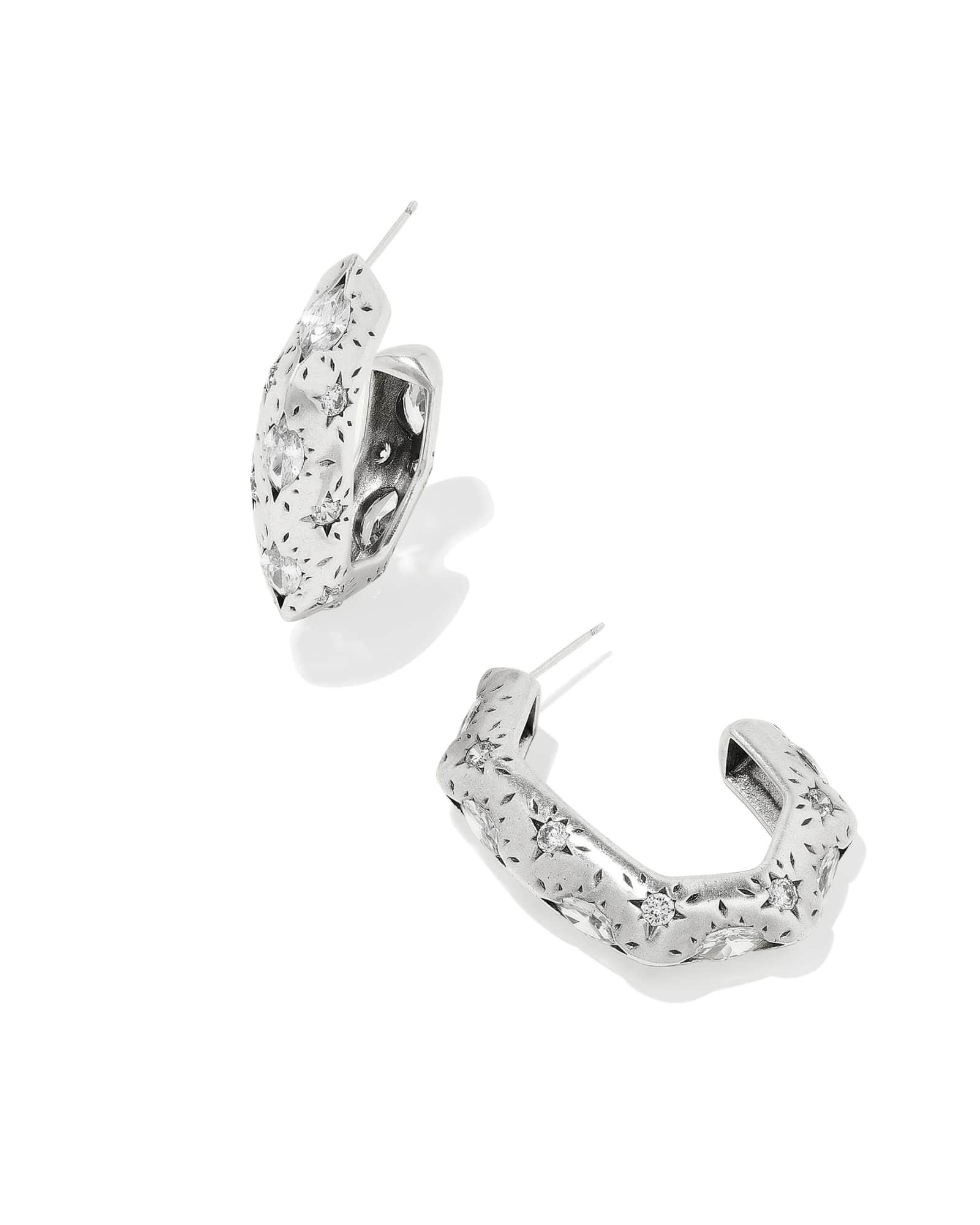 Holland Gold Hoop Earrings in White CZ Product Image