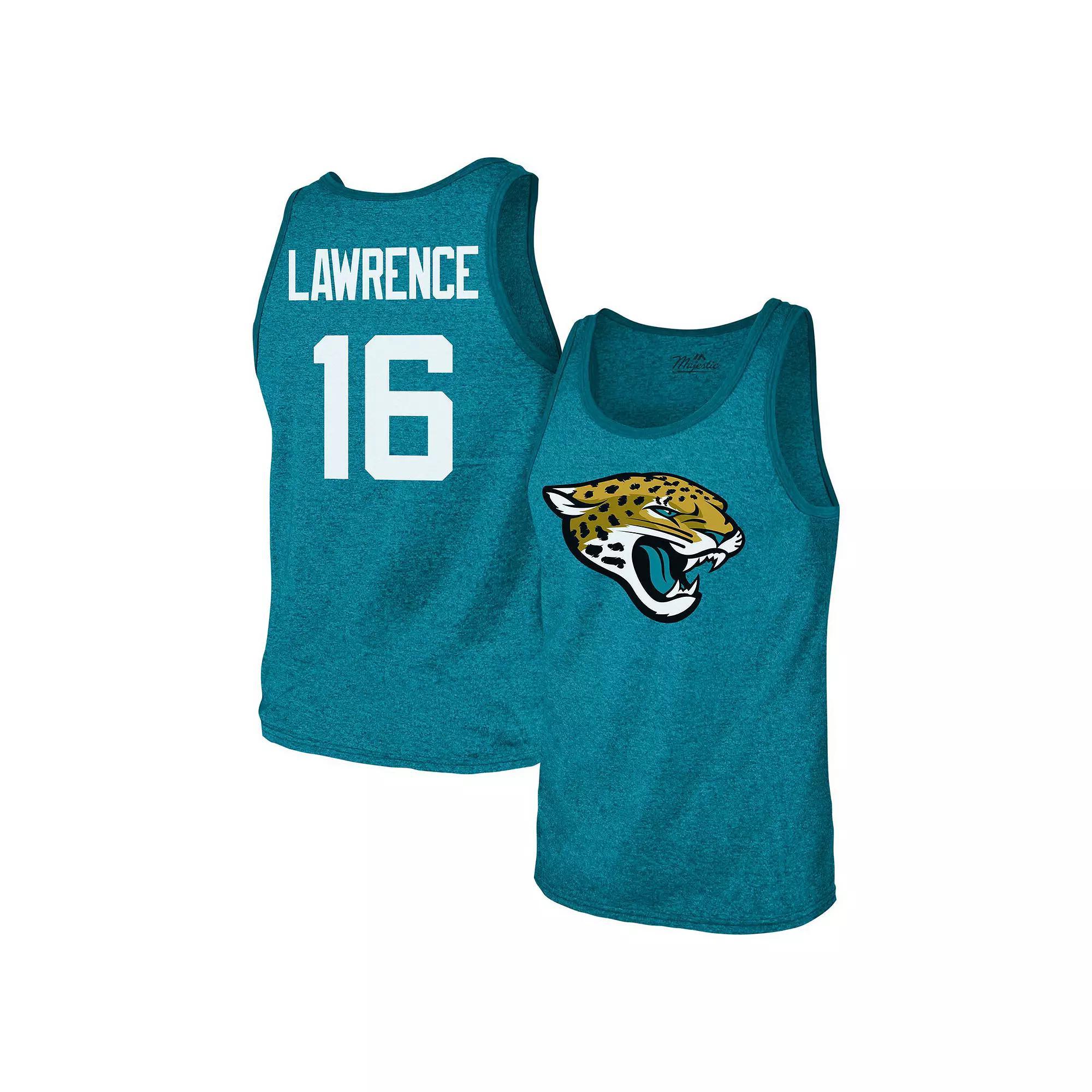 Men's Majestic Threads Trevor Lawrence Teal Jacksonville Jaguars Tri-Blend Player Name & Number Tank Top,  Product Image