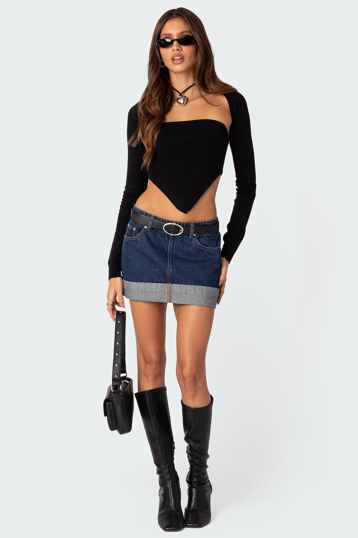 Two Piece Knit Triangle Shrug Top Product Image