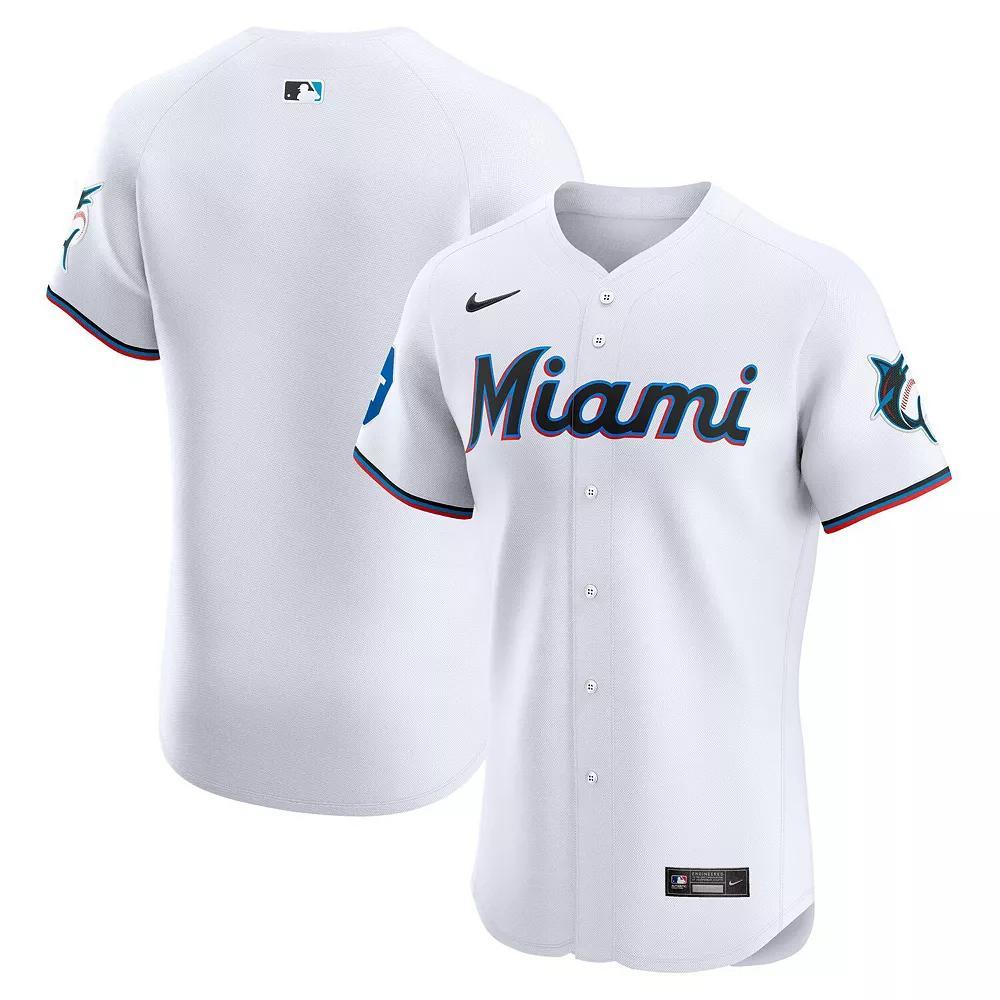 Men's Nike White Miami Marlins Home Elite Patch Jersey,  Product Image