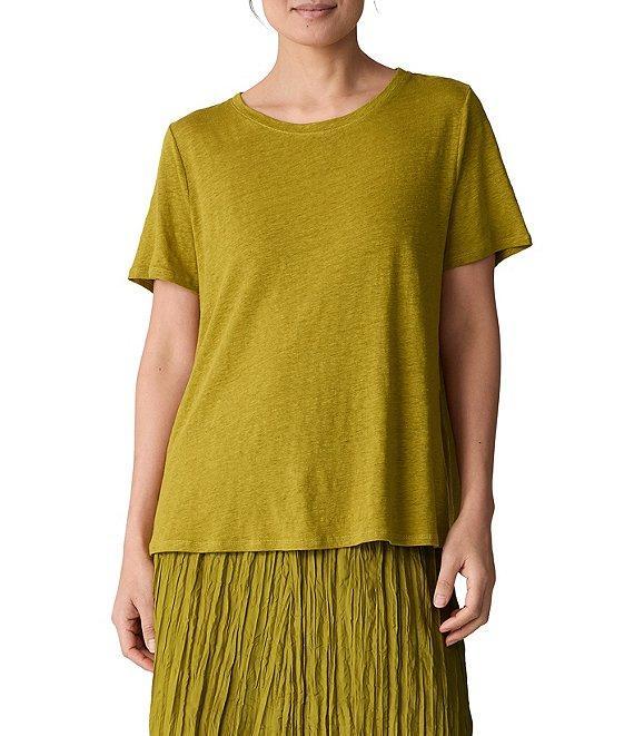 Eileen Fisher Organic Linen Jersey Crew Neck Short Sleeve Tee Product Image