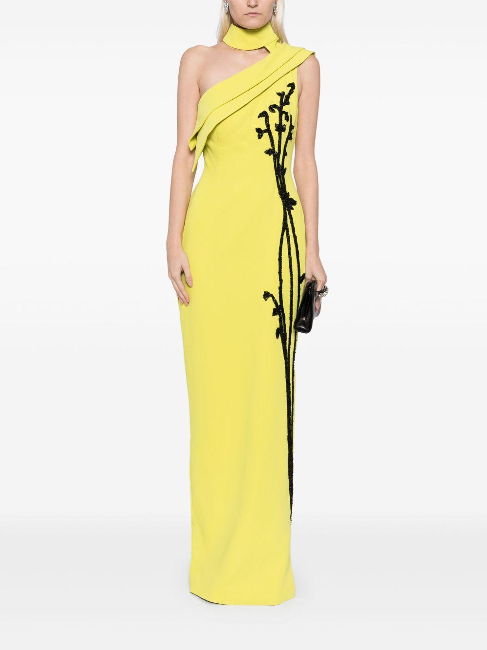 bead-embellished one-shoulder gown Product Image