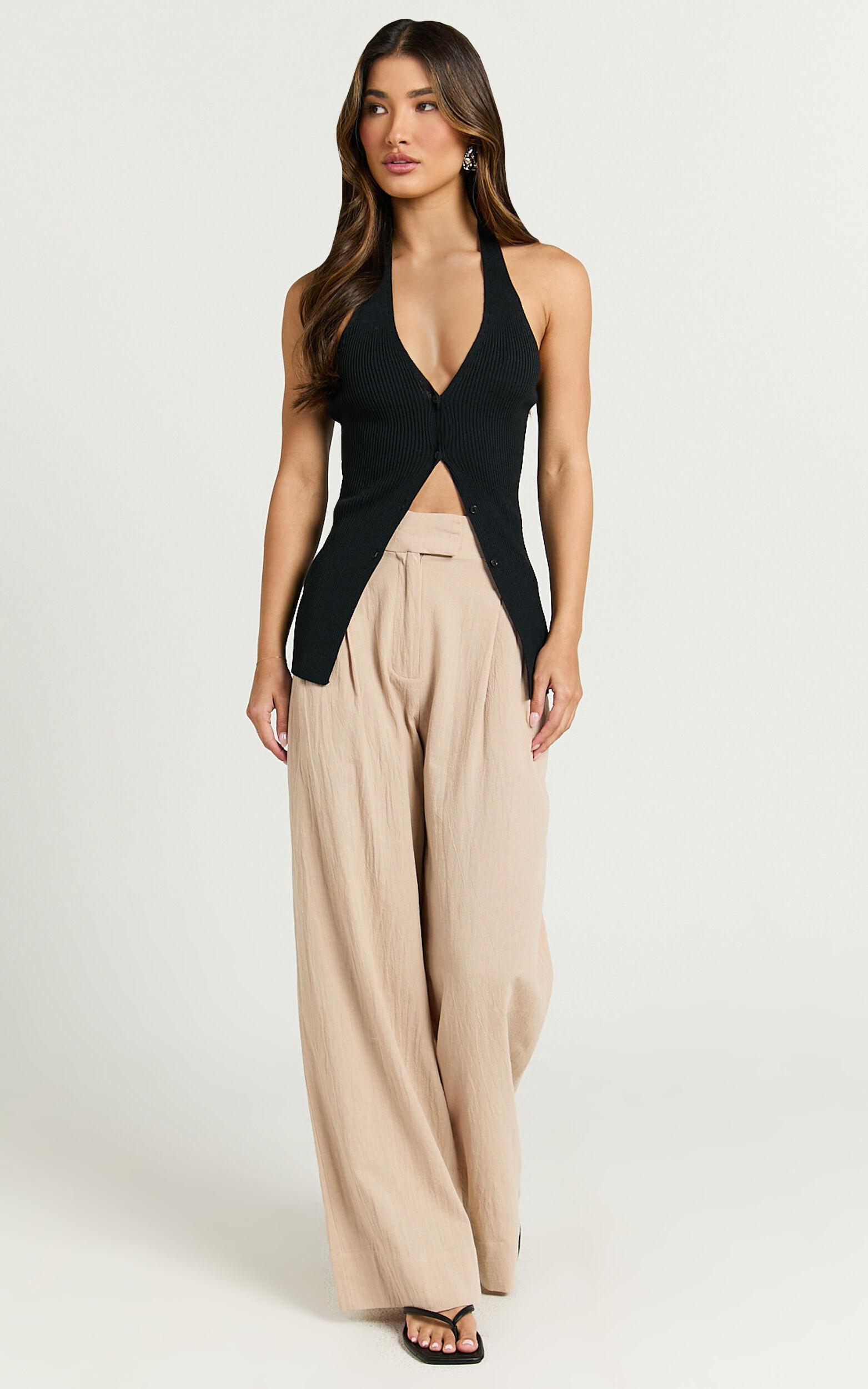 Bette Pants - High Waisted Wide Leg Pants in Stone Product Image