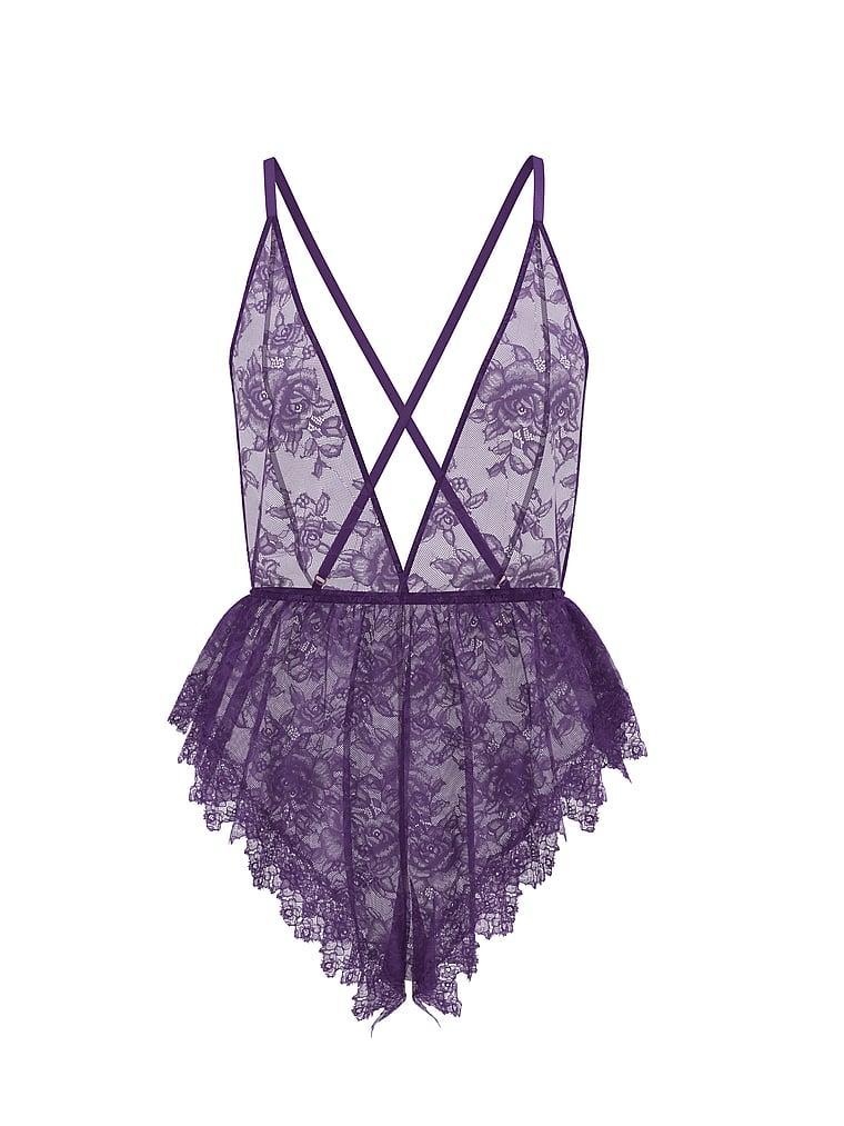 Rose Lace Plunge Flutter Romper Product Image