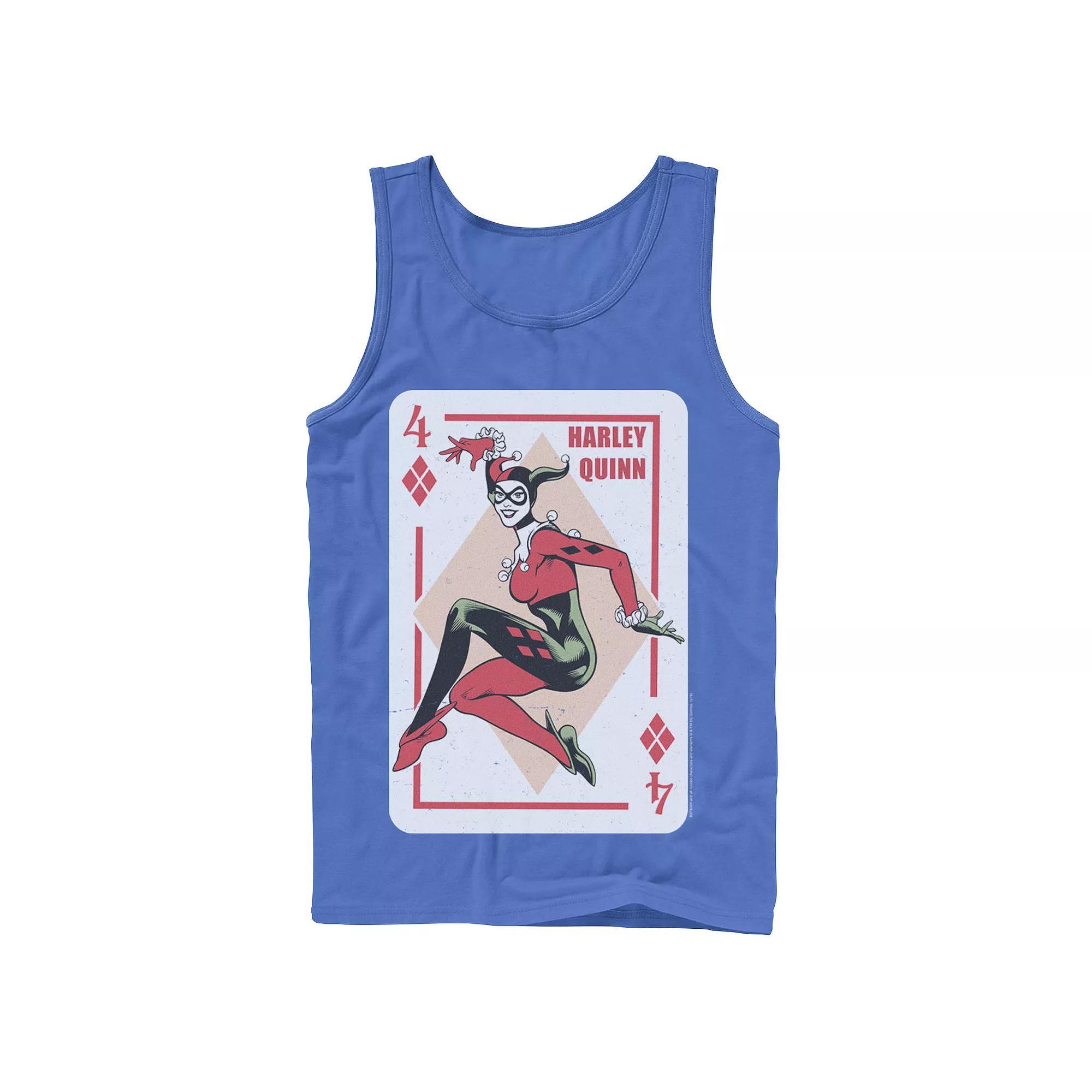Men's DC Comics Harley Quinn Playing Card Tank Top,  Product Image