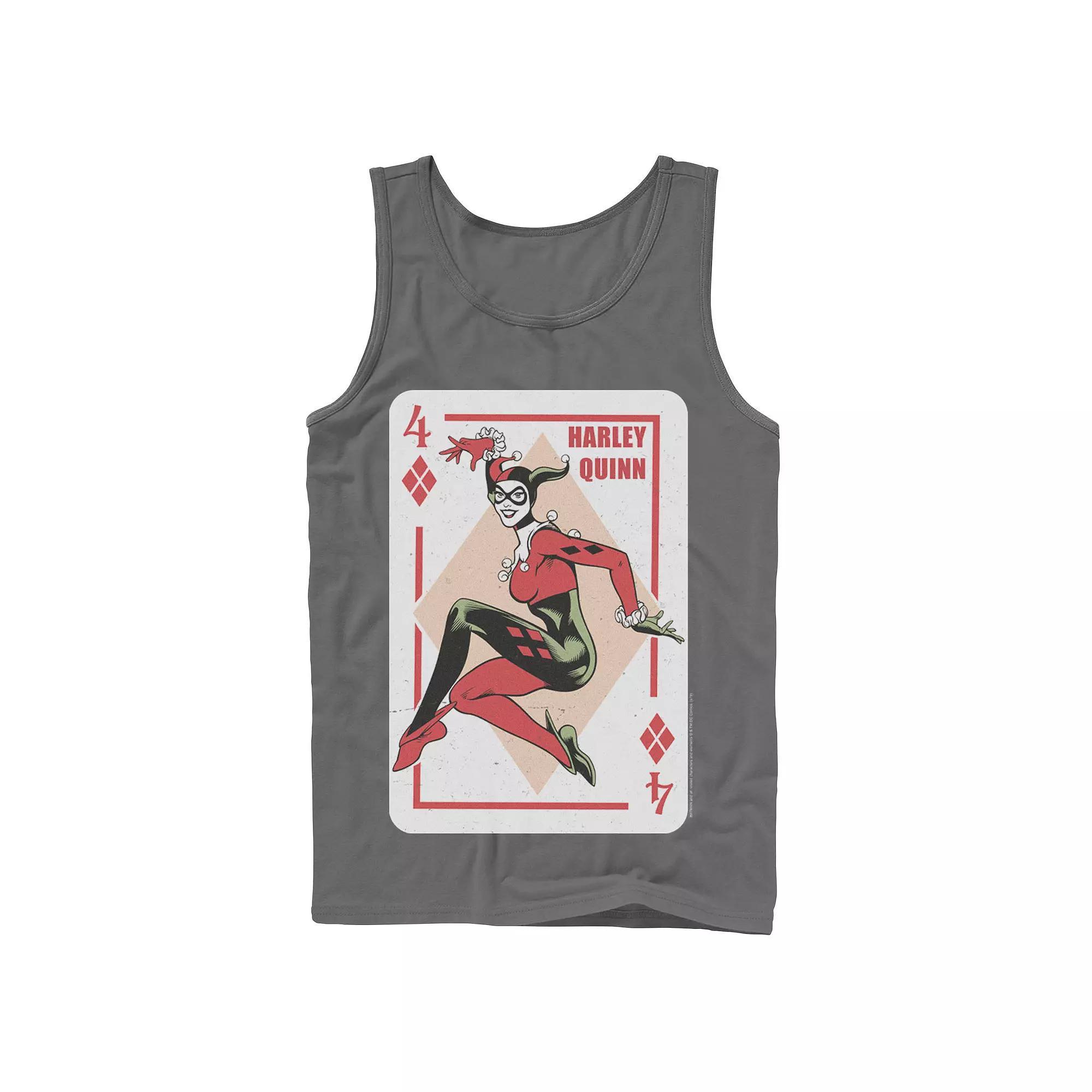 Men's DC Comics Harley Quinn Playing Card Tank Top,  Product Image