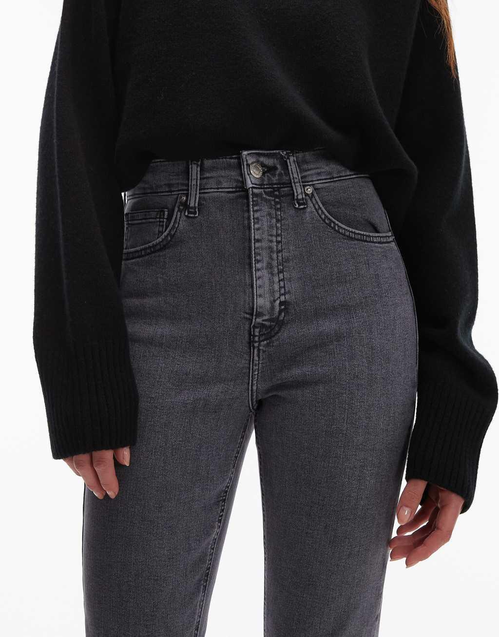 Topshop Jamie high rise skinny jeans in gray Product Image