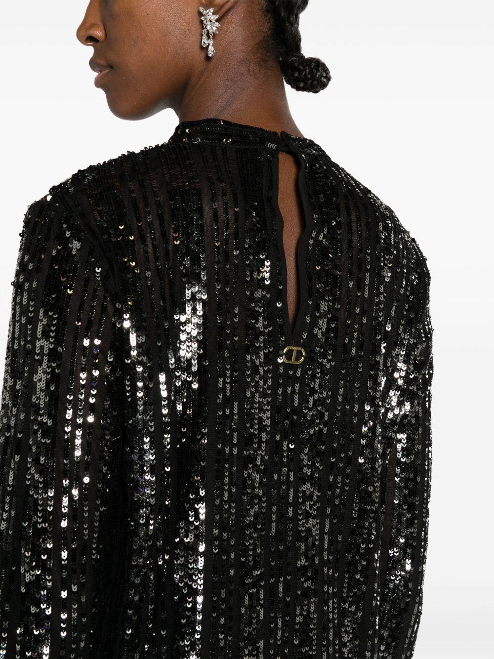 sequin-embellished keyhole-neck blouse Product Image