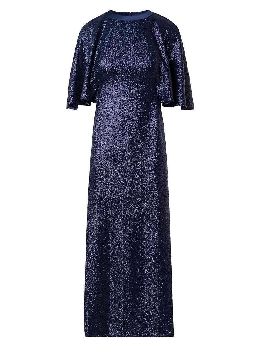 Womens Sequin Flutter-Sleeve Maxi Dress Product Image