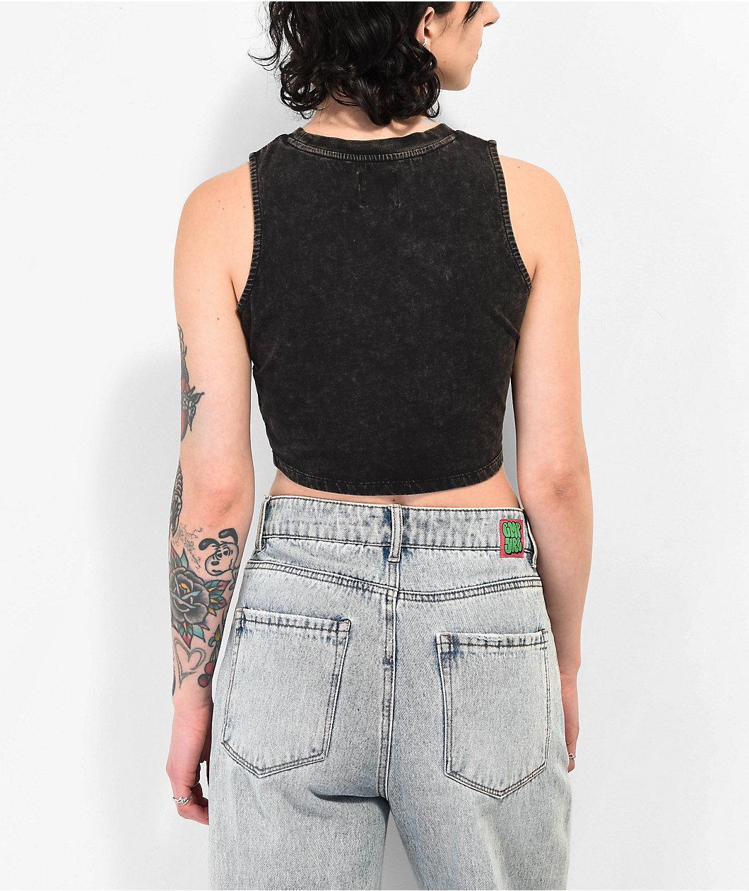 A.LAB Sullivan Flaming Cherry Black Wash Crop Tank Top Product Image