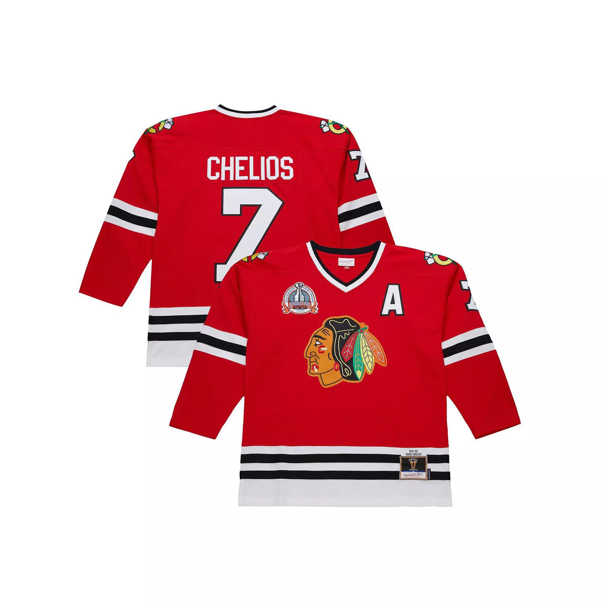 Men's Chris Chelios Red Chicago Blackhawks 1991-92 Power Play Jersey,  Product Image
