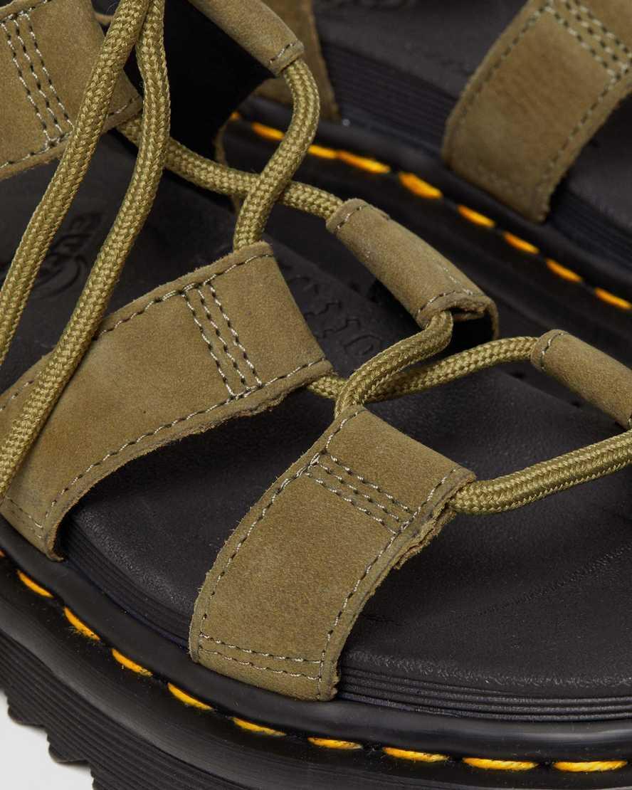 DR. MARTENS' Nartilla Tumbled Nubuck Leather Gladiator Sandals In Green Product Image