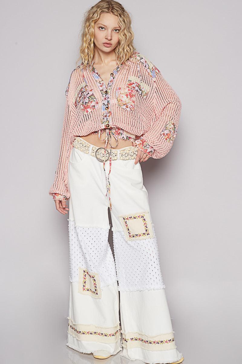 Floral & Mesh Tie Front Product Image