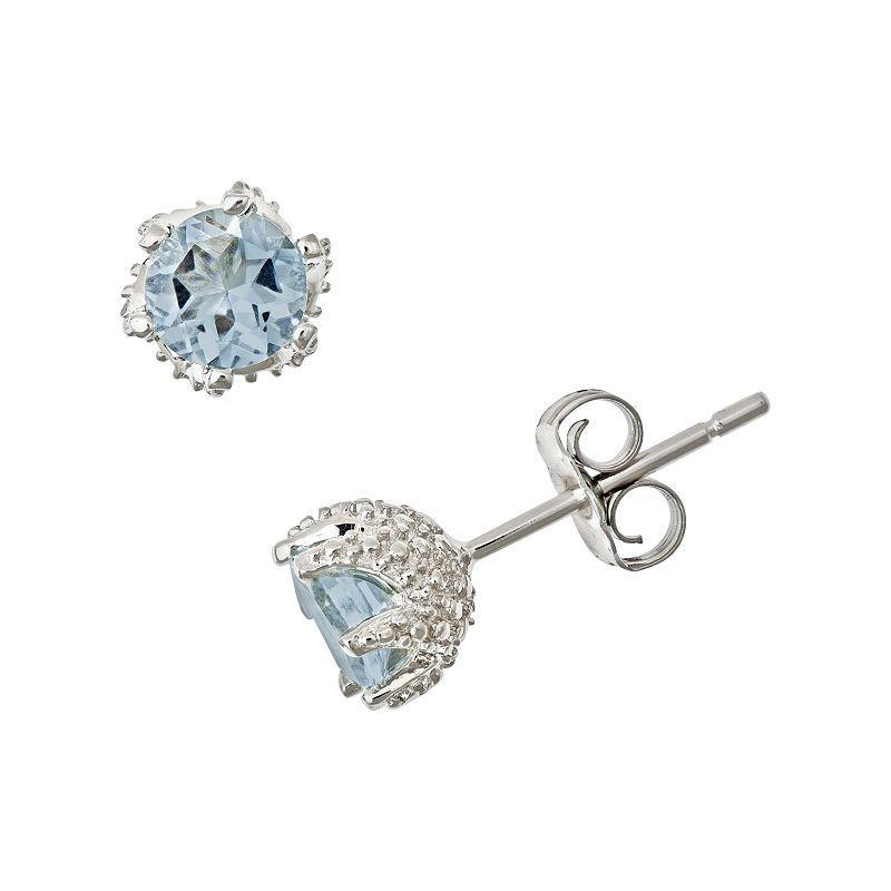 Celebration Gems Sterling Silver Aquamarine Stud Earrings, Womens Product Image