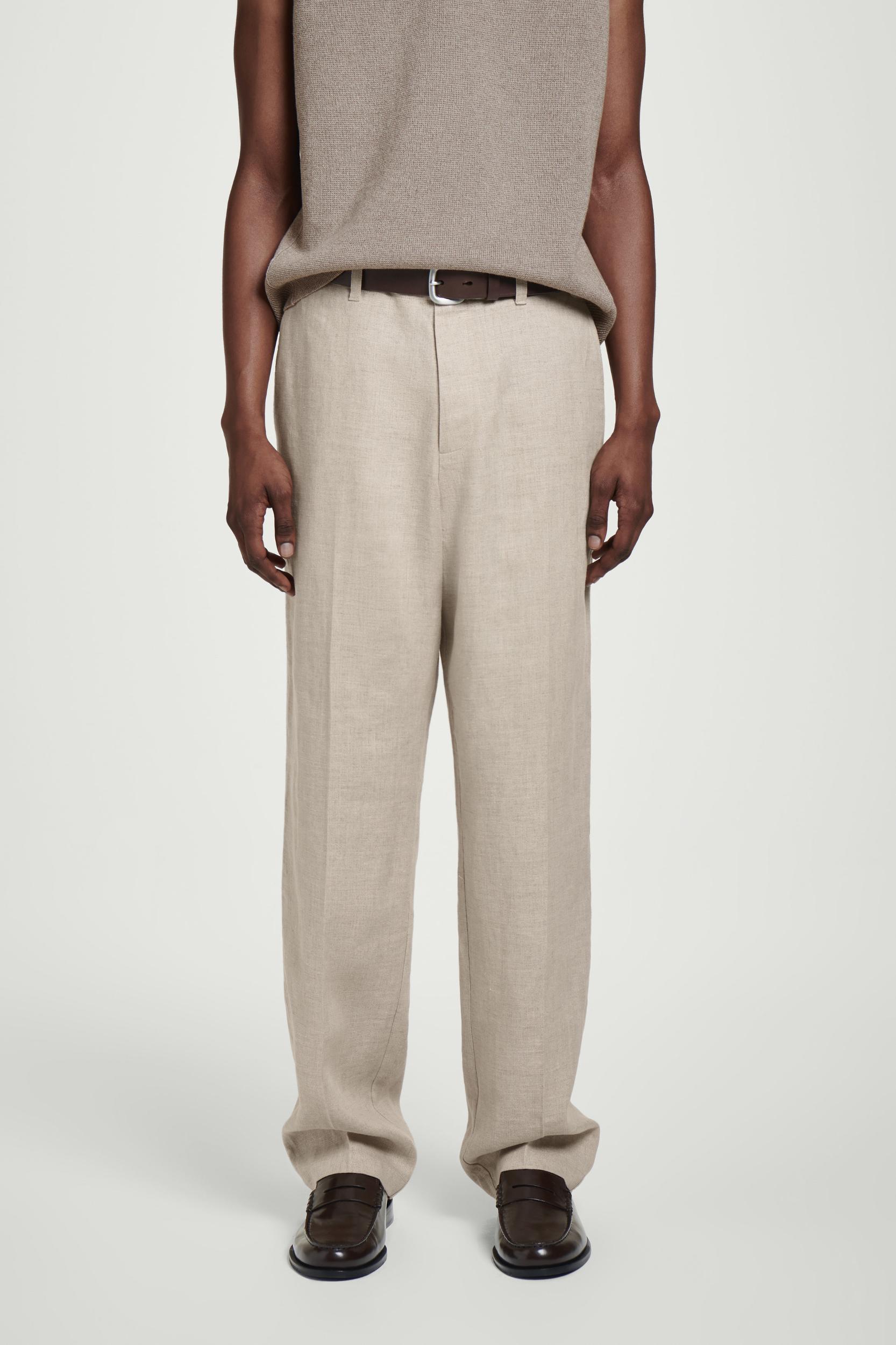 RELAXED LINEN TAPERED PANTS Product Image