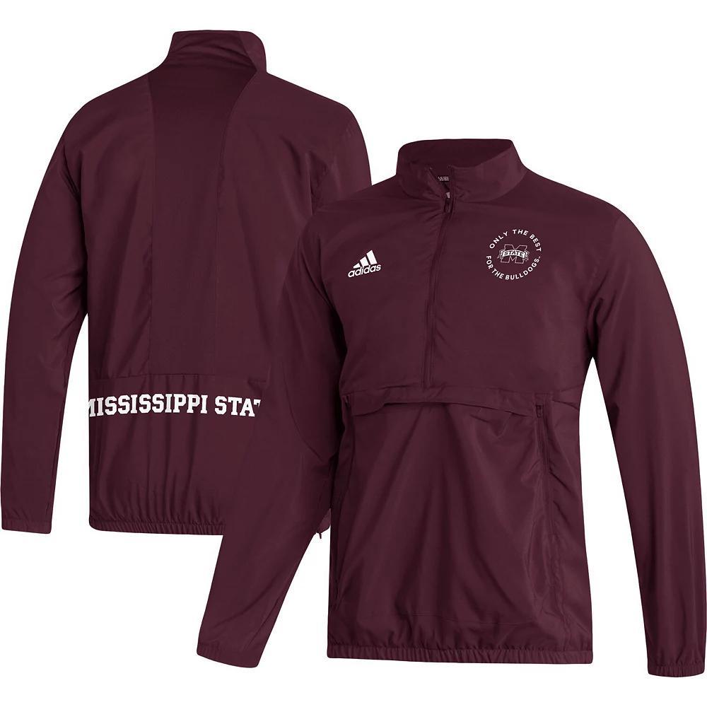 Men's adidas Maroon Mississippi State Bulldogs AEROREADY Half-Zip Jacket, Size: Large, Mst Red Product Image
