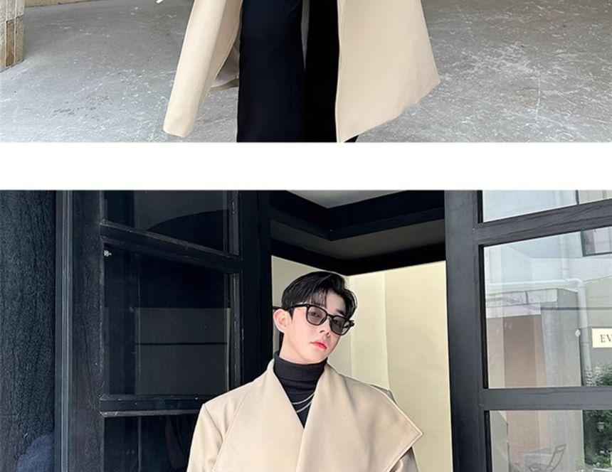 Collar Plain Sashed Midi Coat Product Image