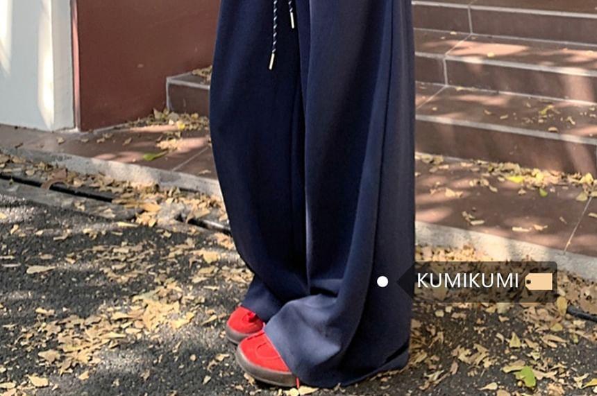 Drawstring Waist Plain Wide Leg Sweatpants Product Image
