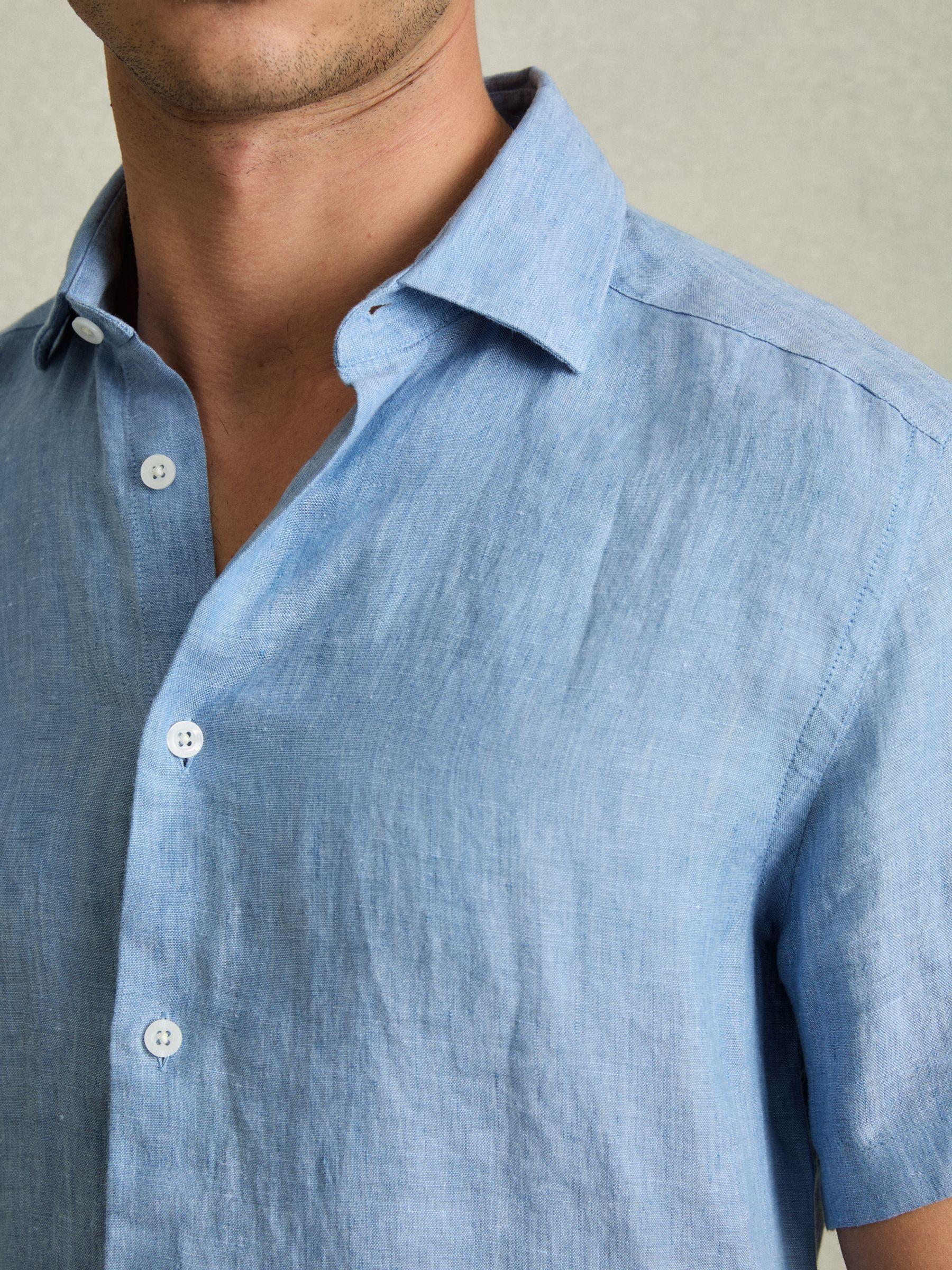 Slim Fit Linen Shirt in Sky Blue Product Image