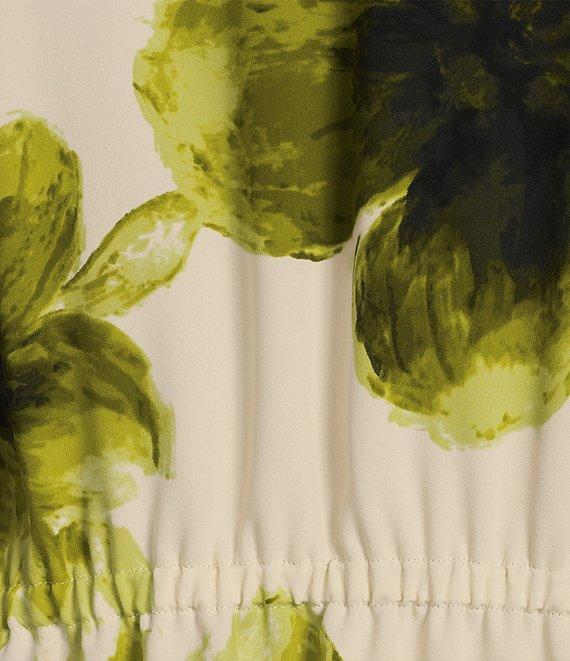 Investments Plus Size Watercolor Blooms Print Open Drape Front Long Sleeve Button Cuff Novelty Jacket Product Image