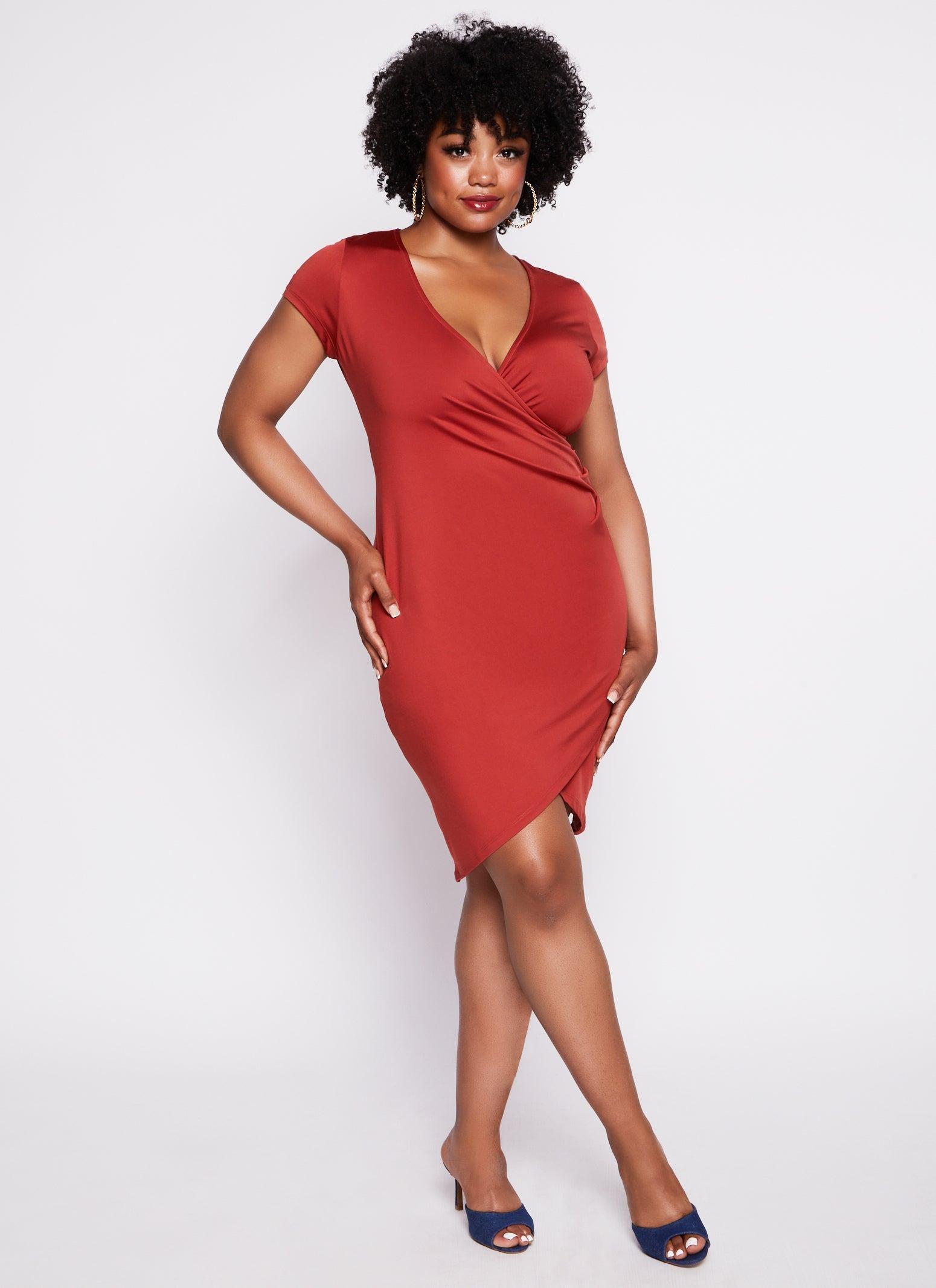 Womens Plus Size Tulip Hem Midi Dress Product Image