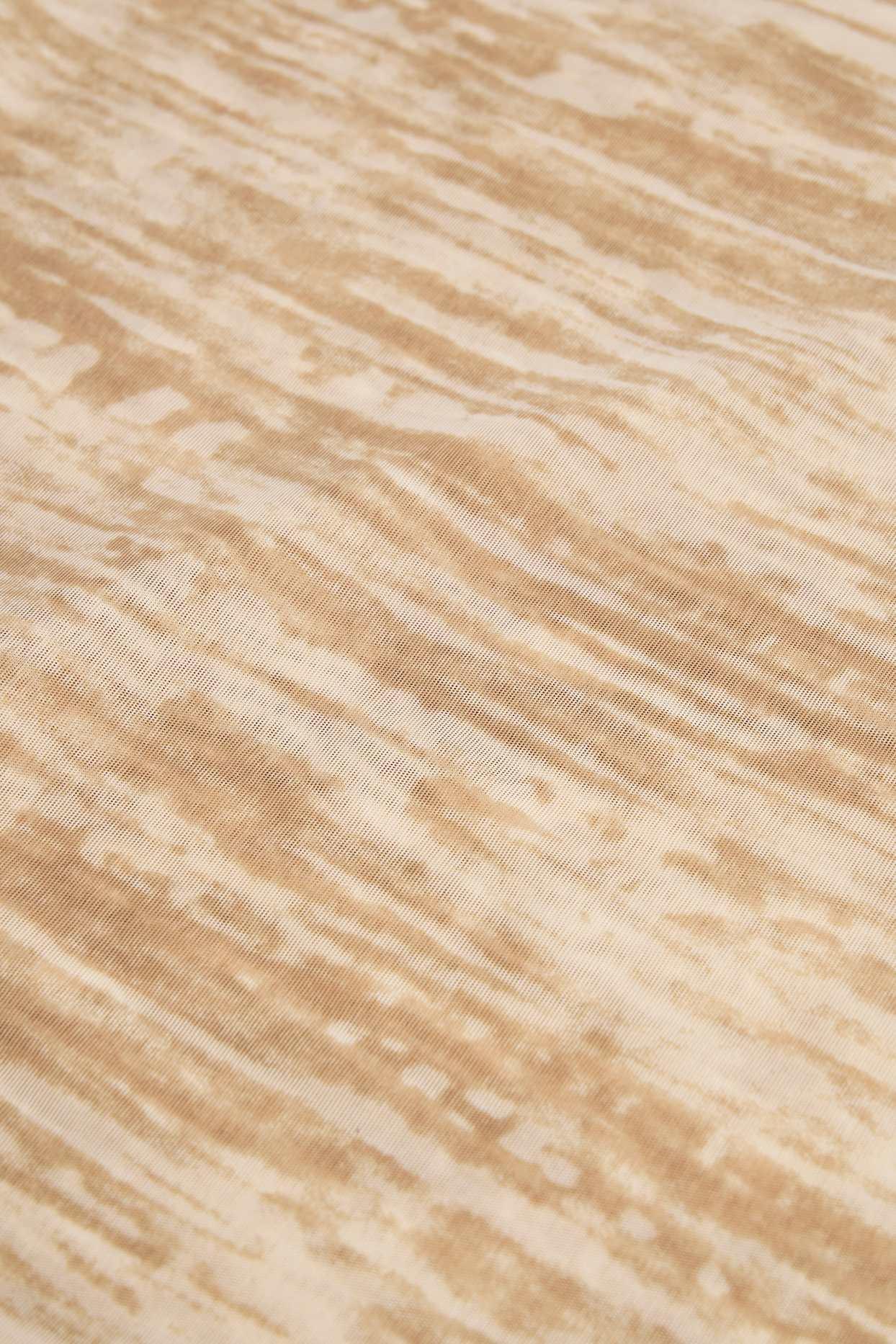 Ruffled Asymmetric Mid-Rise Maxi Skirt in Tan Print Product Image