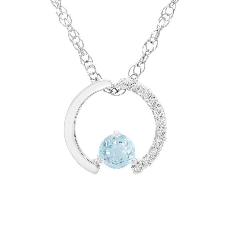 Boston Bay Diamonds Sterling Silver Gemstone & 1/10 Carat T.W. Diamond Circle Pendant Necklace, Womens Created Blue Blue Product Image