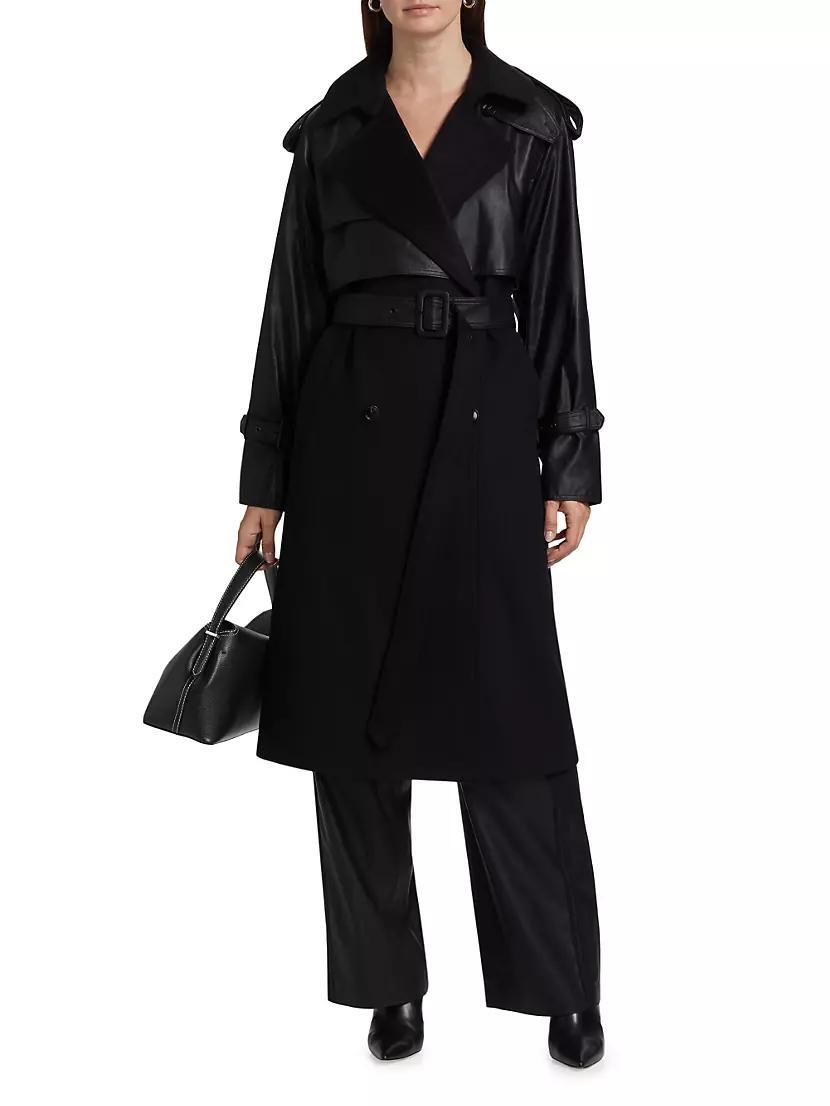 Thalia Faux Leather & Wool Trench Product Image