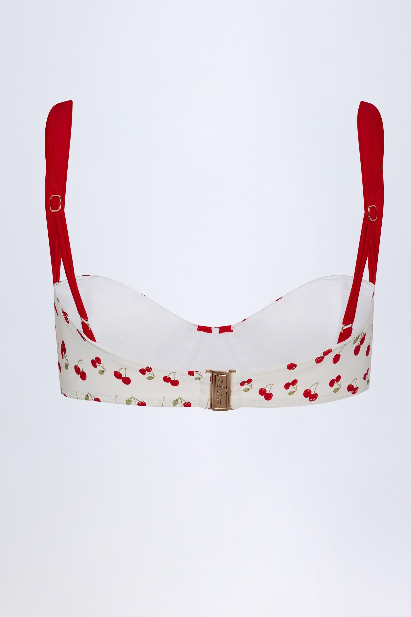 Contrast Underwired Balconette Bikini Top in Cherry Print Product Image