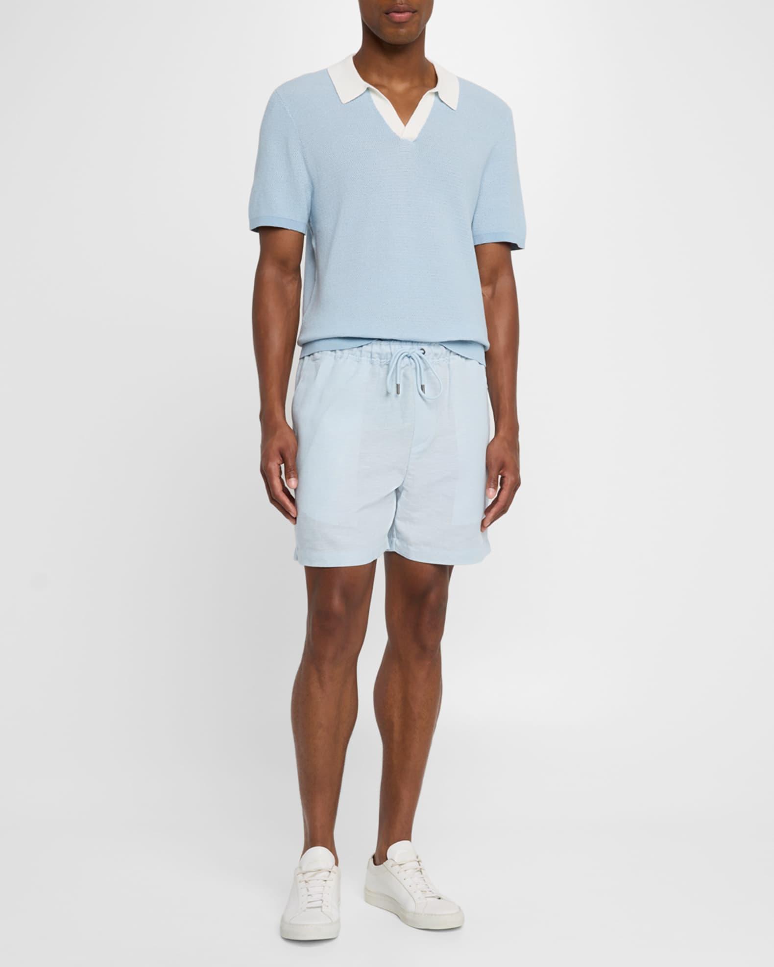 Mens Textured Cotton Johnny Collar Polo Shirt Product Image