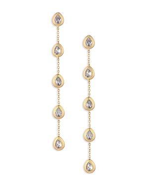 Ettika Single File Crystal Cubic Zirconia Teardrop Linear Drop Earrings in 18K Gold Plated Product Image