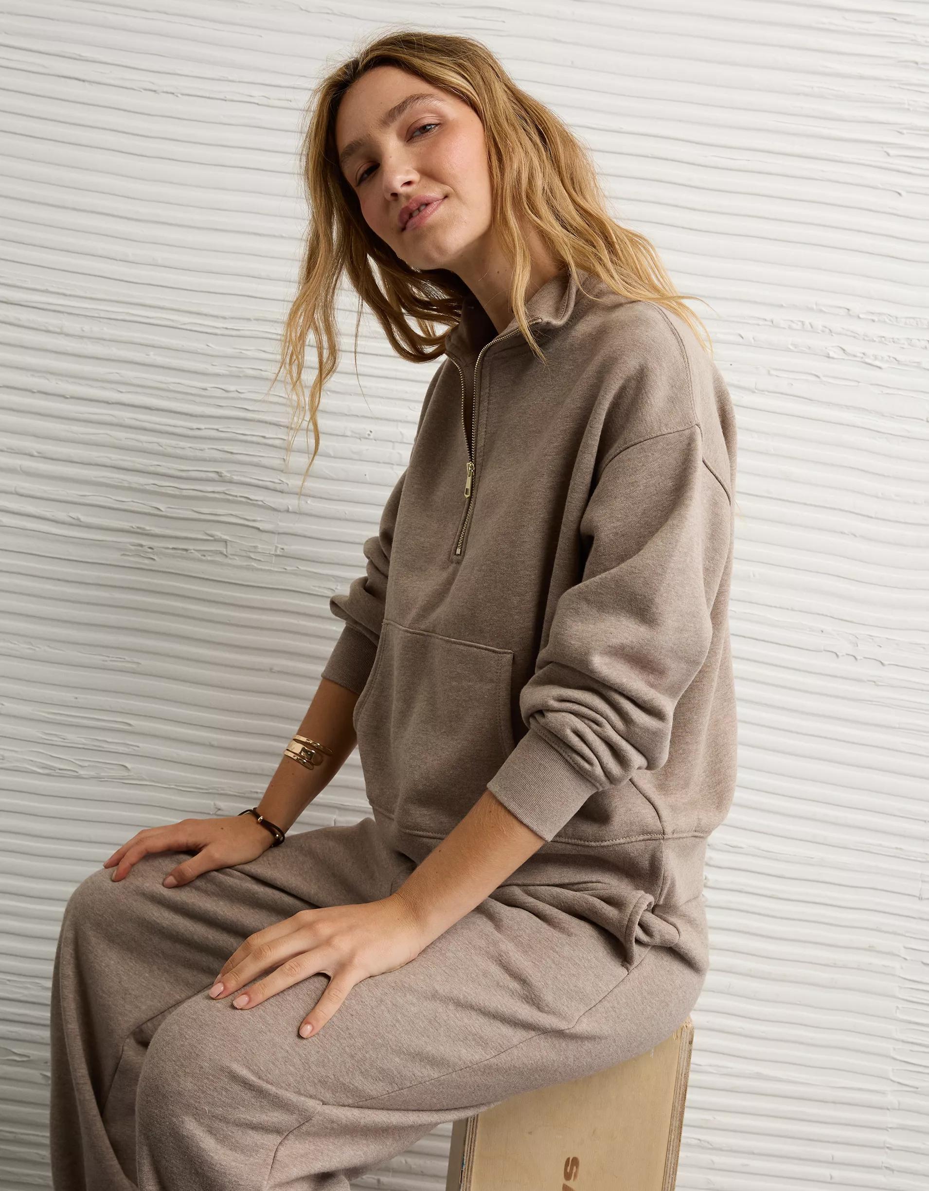 AE Everyday Luxe Quarter Zip Sweatshirt Product Image