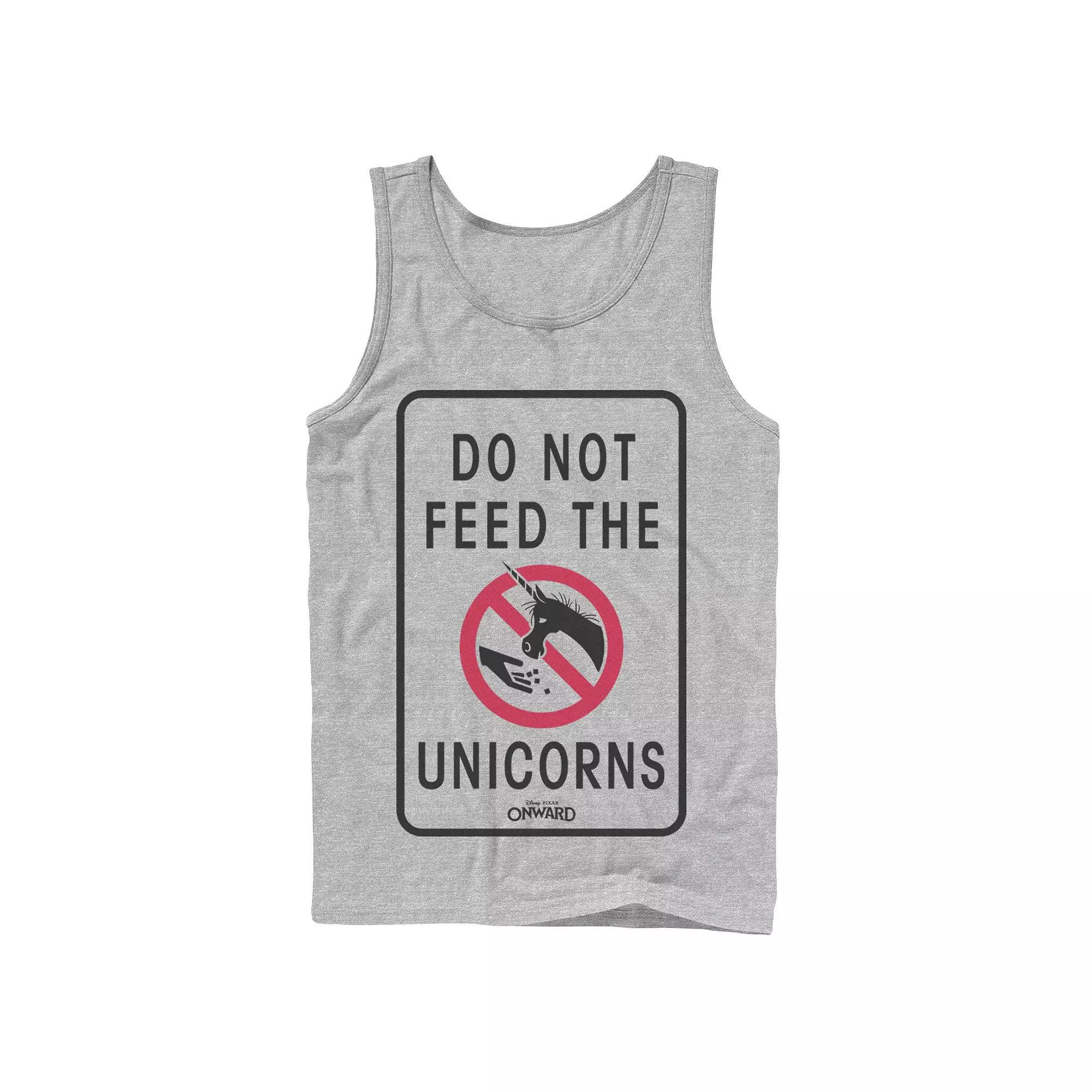 Men's Disney / Pixar Onward Do Not Feed The Unicorns Sign Tank Top,  Product Image