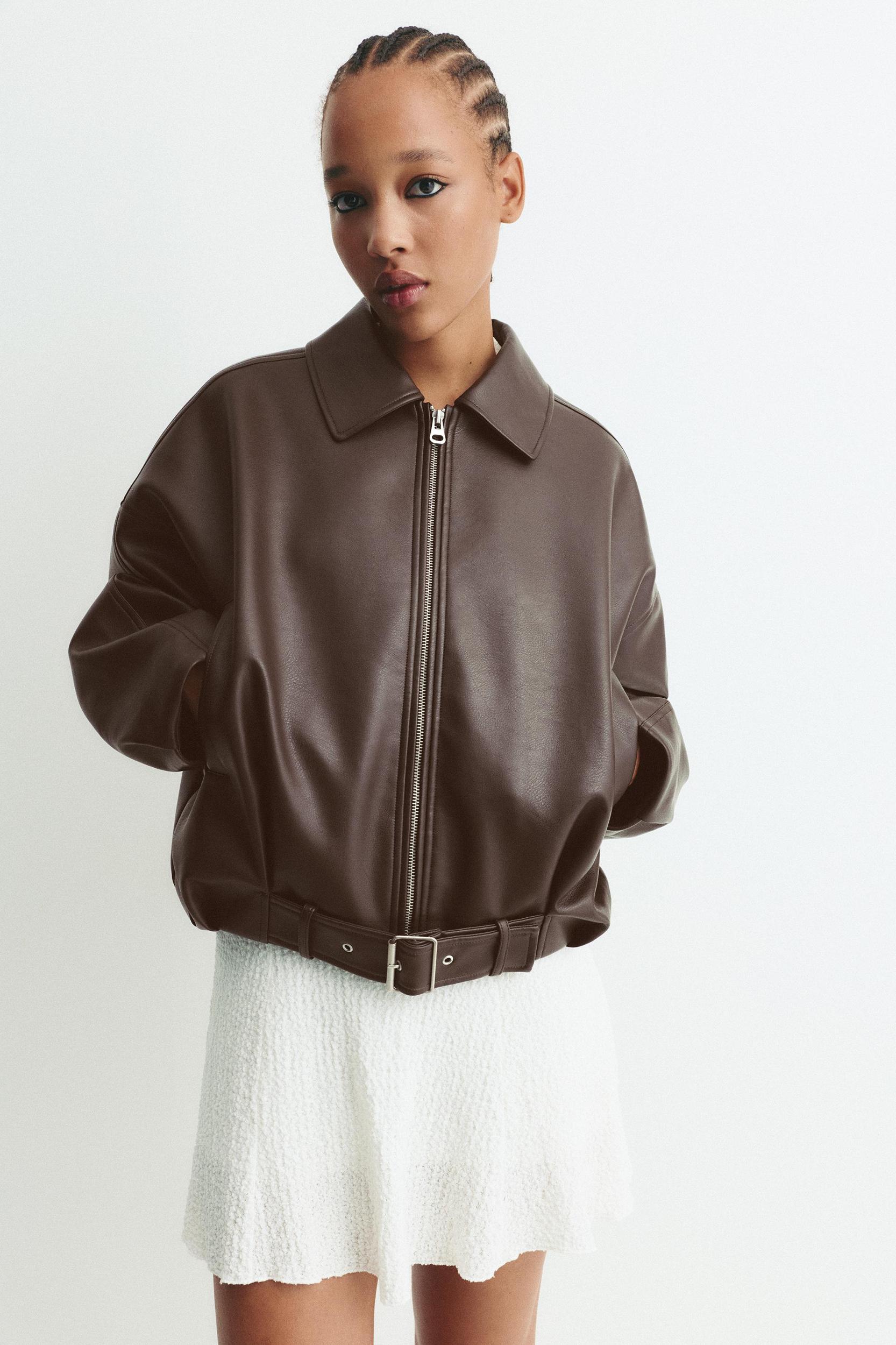 Faux leather bomber jacket Product Image