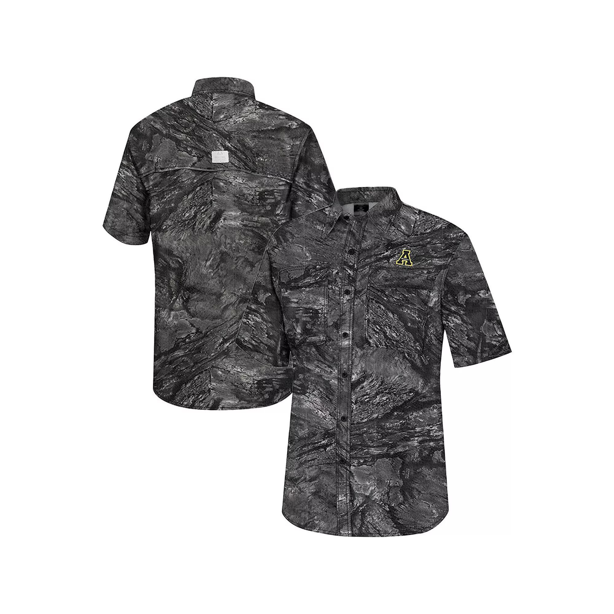 Men's Colosseum  Charcoal Appalachian State Mountaineers Realtree Aspect Charter Full-Button Fishing Shirt, Size: XL, App Charco Product Image