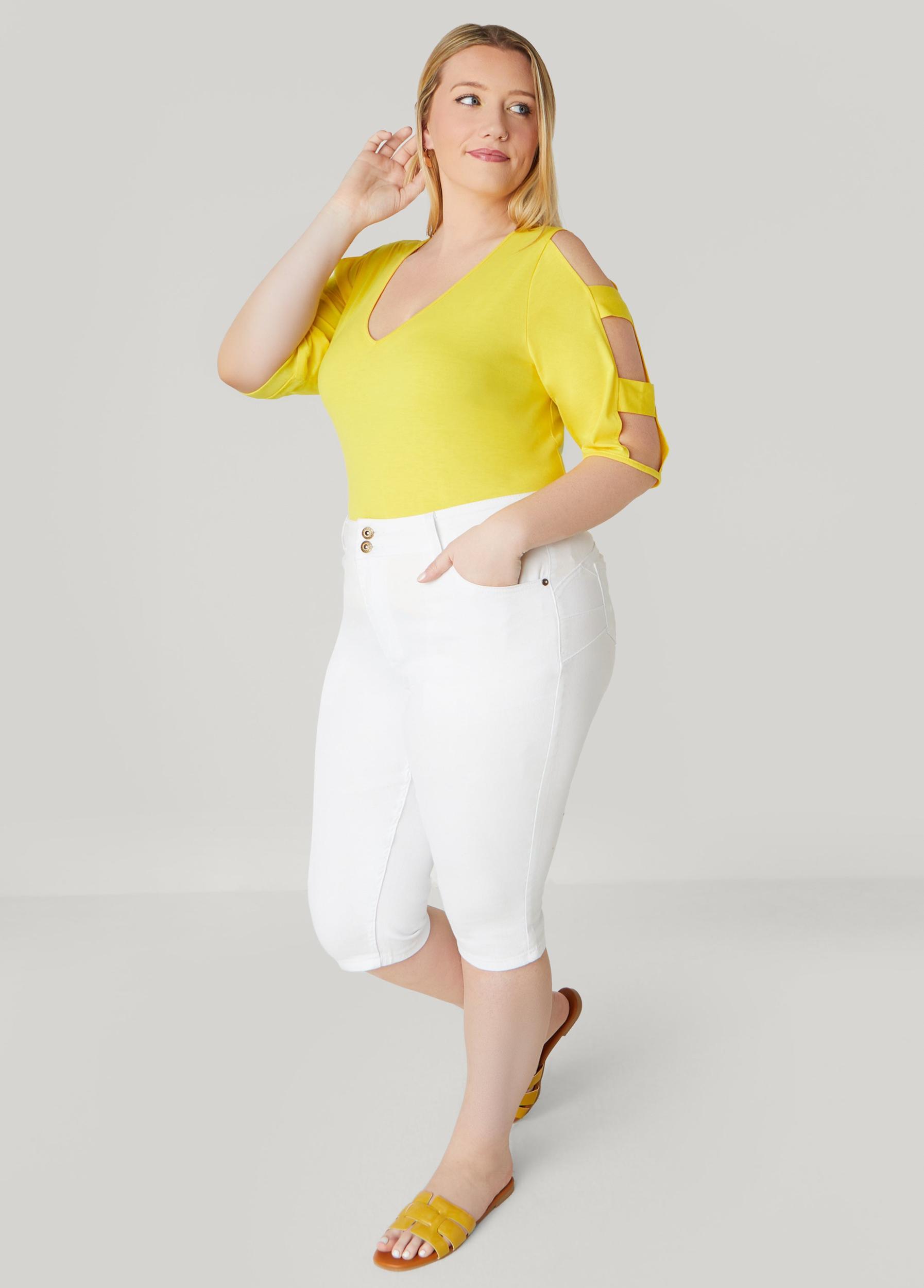Plus Size Cutout Sleeve Jersey Top Ashley Stewart Product Image