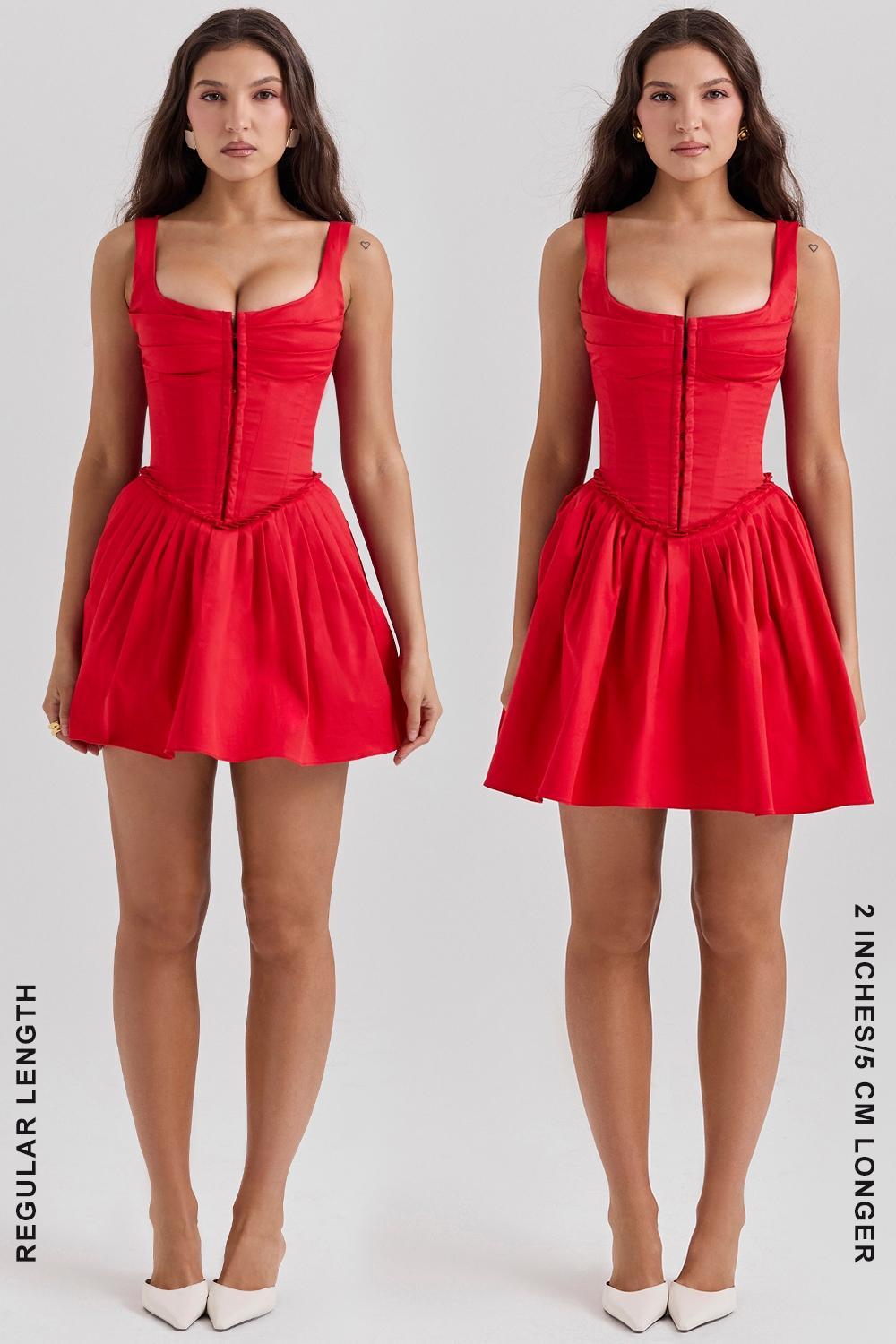 Cupid Scarlet Pleated Mini Dress Product Image