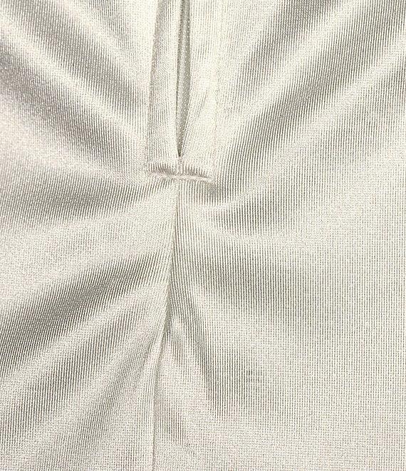 Honey and Rosie Sateen Square Neck Spaghetti Tie Strap Ruffle Midi Dress Product Image