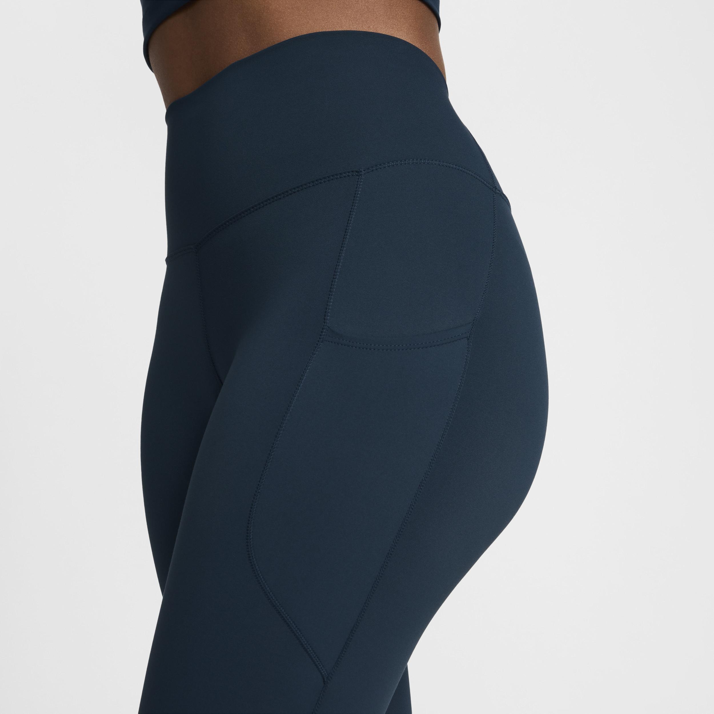 Women's Nike One Pocketed High-Waisted 7/8 Ankle Leggings, Size: Large, Armory Blue Product Image