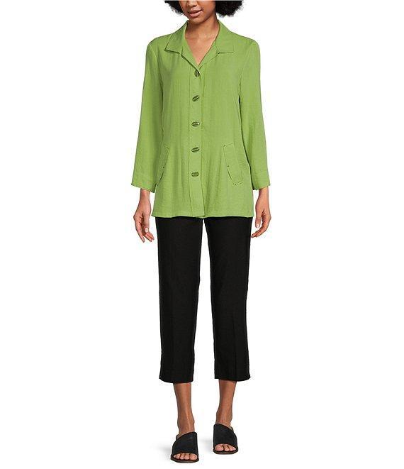 Ali Miles Point Collar 3/4 Sleeve Button Front Tunic Product Image