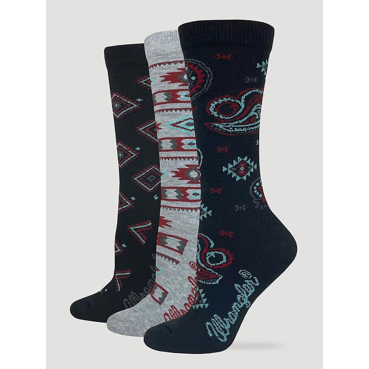 Women's Southwest Print Crew Socks (3-Pack) in Charcoal Product Image