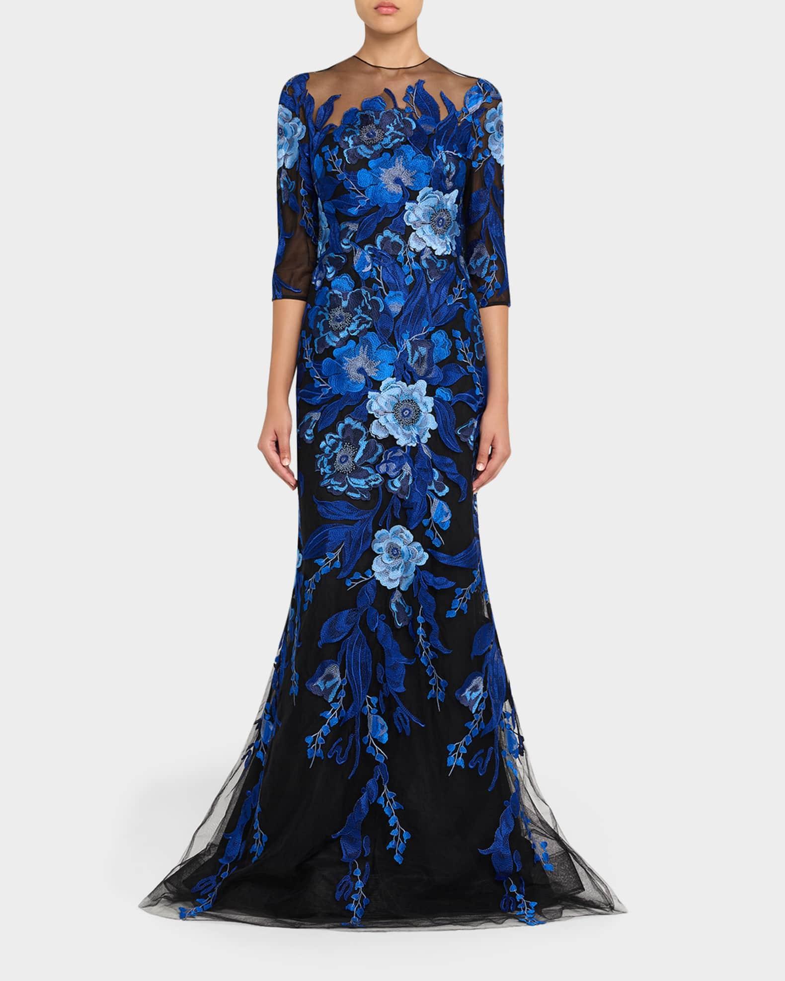 Floral Embroidered Tulle Gown  Product Image