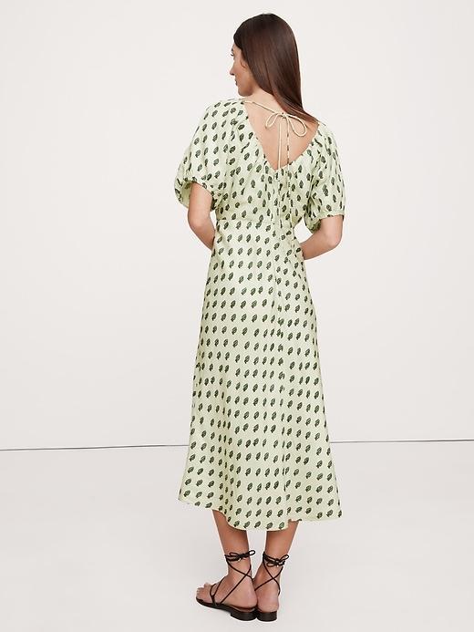 Viscose-Linen Ruched Midi Dress Product Image