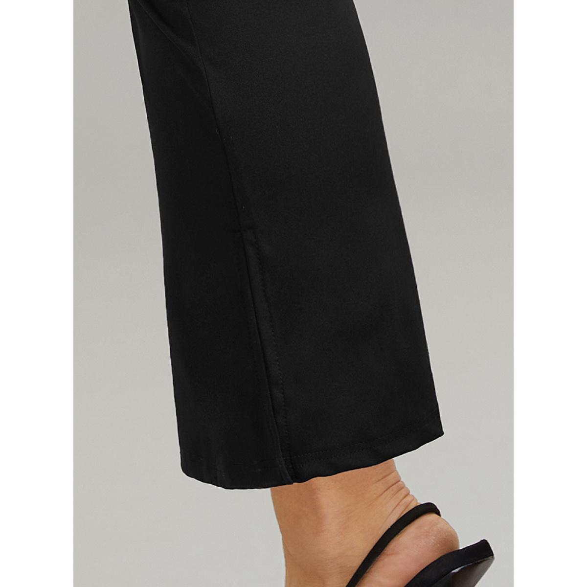 Plus Size Solid Elastic Waist Bootcut High Rise Leggings Women Black Casual High stretch Bootcut High Rise Dailywear Leggings BloomChic 14-16/1X Product Image